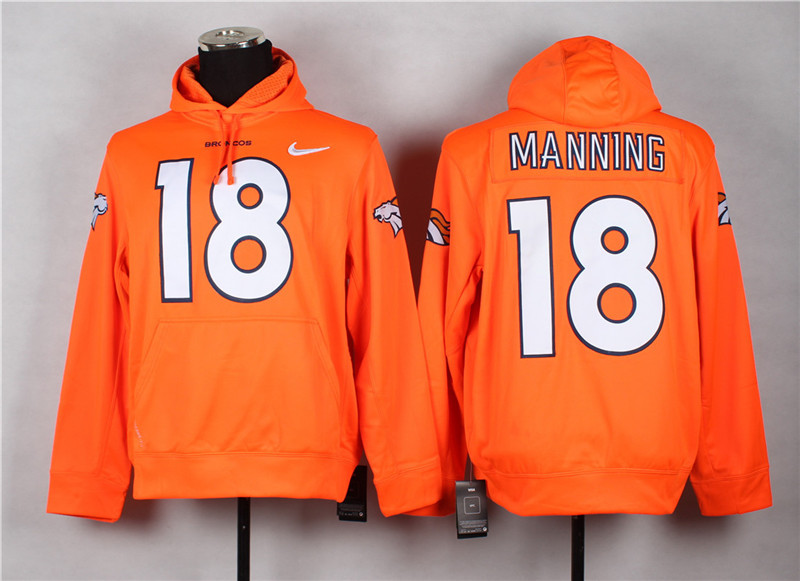 NFL Denver Broncos #18 Manning Orange Hoodie