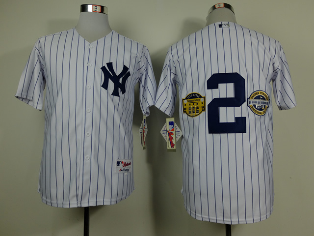 MLB New York Yankees Derek Jeter Home Jersey wCommemorative Final Season & Inaugural Season & Retirement Patch