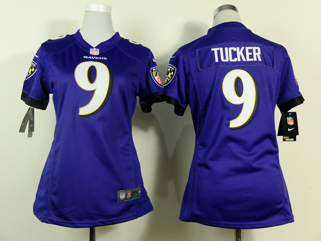 Nike NFL Baltimore Ravens #9 Tucker Purple Women Jersey