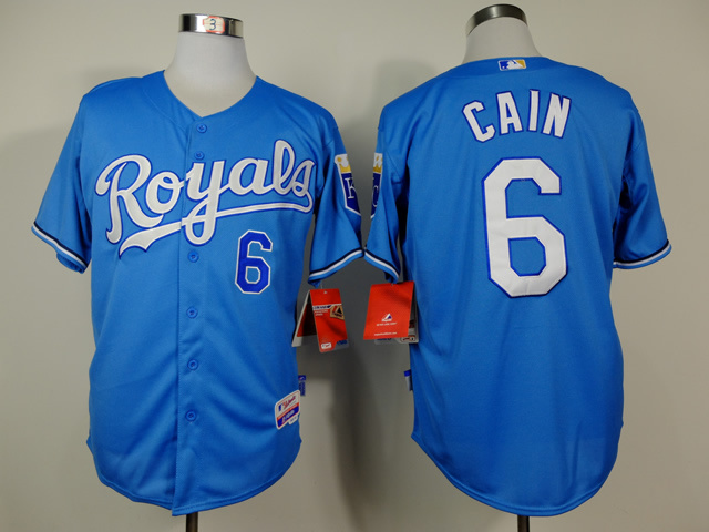 MLB Kansas City Royals #6 Cain Blue Jersey