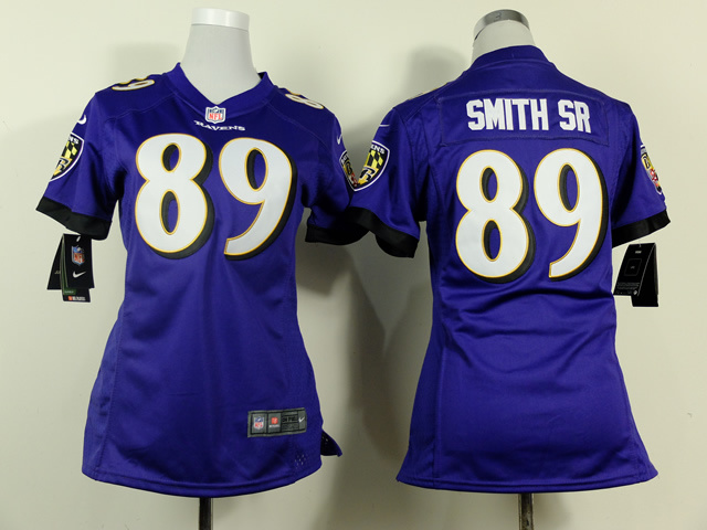 Nike NFL Baltimore Ravens #89 Smith SR Purple Women Jersey