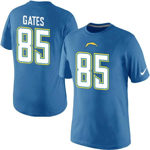 NFL San Diego Chargers #85 Gates L.Blue Color T-Shirt