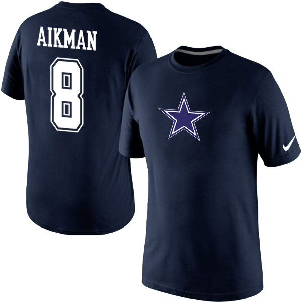 NFL Dallas Cowboys #8 Aikman Blue Color T-Shirt