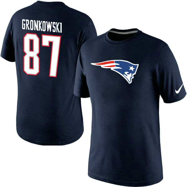 NFL New England Patriots #87 Gronkowski Blue Color T-Shirt