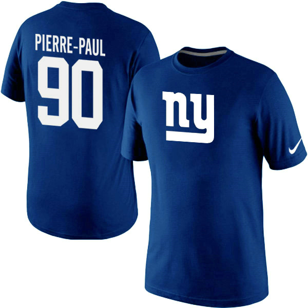 NFL New York Giants #90 Pierre-Paul Blue T-Shirt