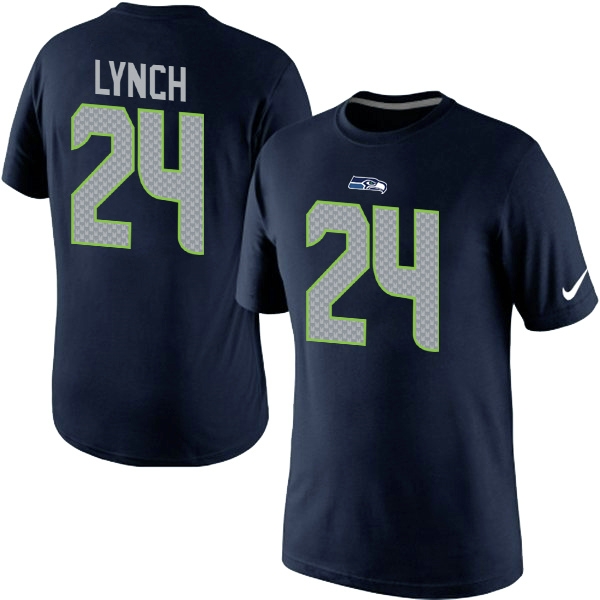 NFL Seattle Seahawks #24 Lynch Blue T-Shirt