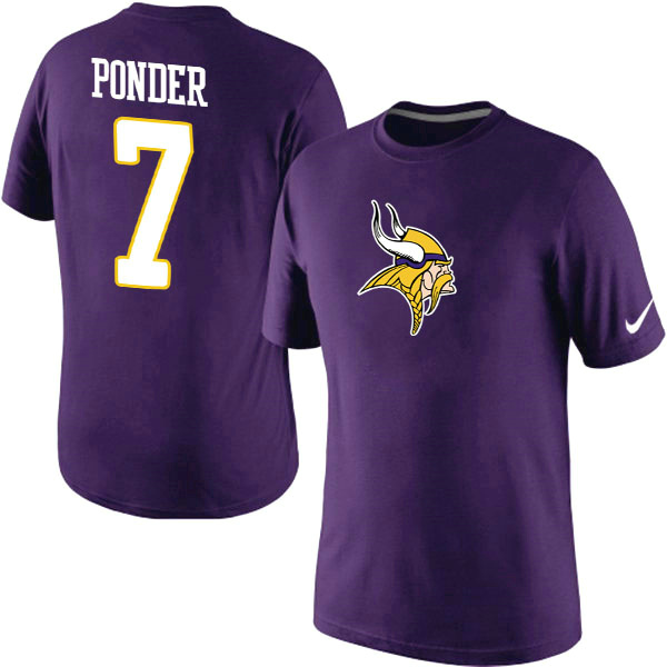 NFL Minnesota Vikings #7 Ponder Purple Color T-Shirt