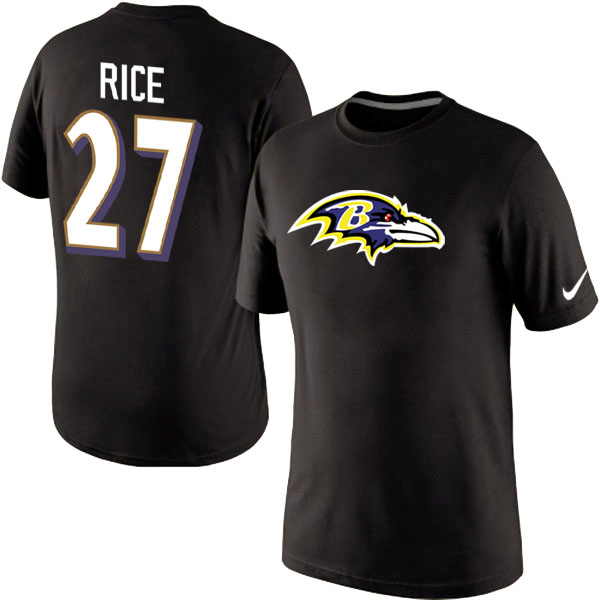 NFL Baltimore Ravens #27 Rice Black T-Shirt