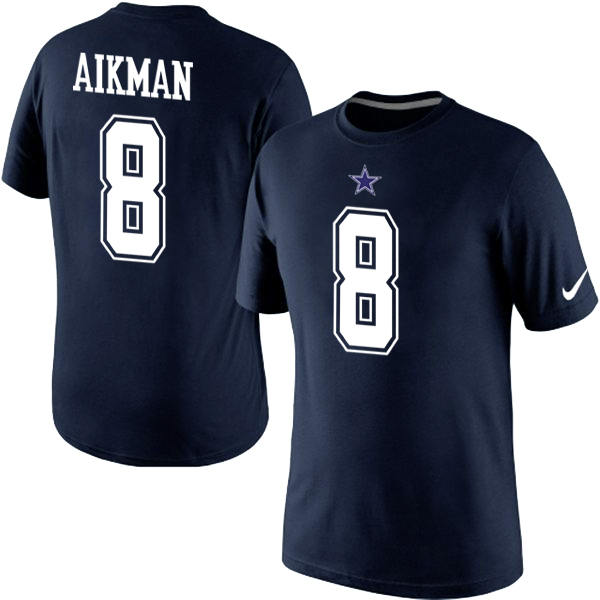 NFL Dallas Cowboys #8 Aikman Blue T-Shirt