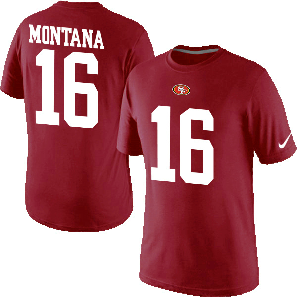NFL San Francisco 49ers #16 Montana Red ColorT-Shirt