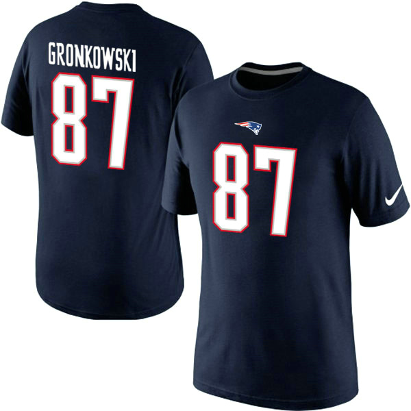 NFL New England Patriots #87 Gronkowski Blue T-Shirt