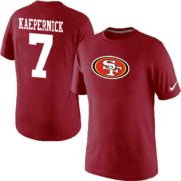 NFL San Francisco 49ers #7 Kaepernick Red T-Shirt