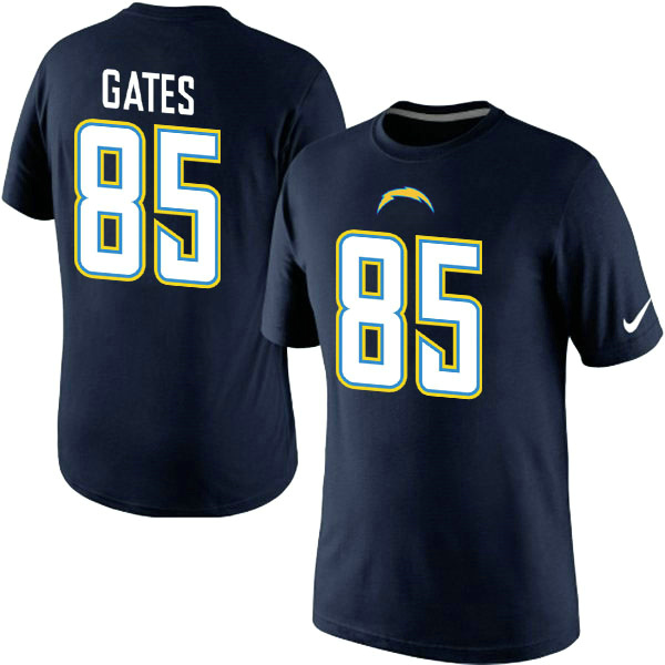 NFL San Diego Chargers #85 Gates Blue Color T-Shirt