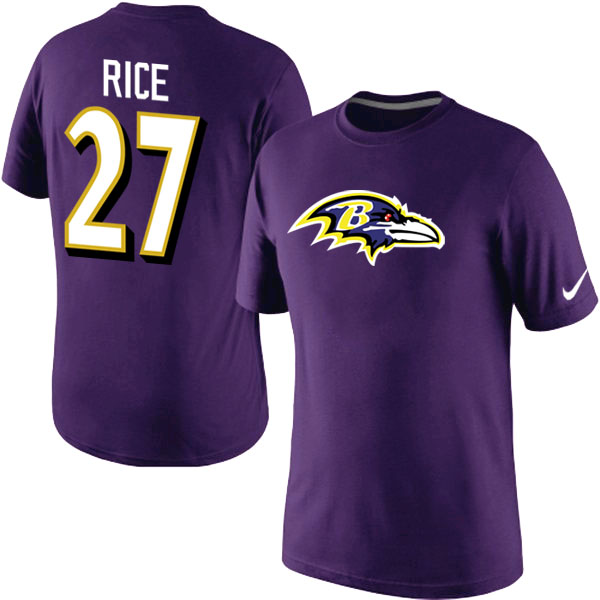 NFL Baltimore Ravens #27 Rice Purple Color T-Shirt