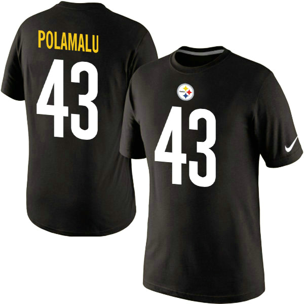 NFL Pittsburgh Steelers #43 Polamali Black T-Shirt