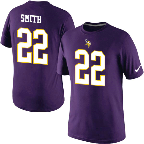 NFL Minnesota Vikings #22 Smith Purple Color T-Shirt