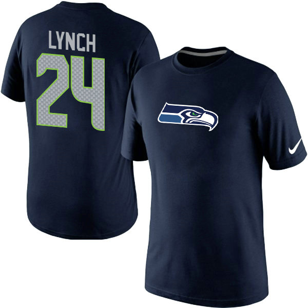 NFL Seattle Seahawks #24 Lynch Blue Color T-Shirt