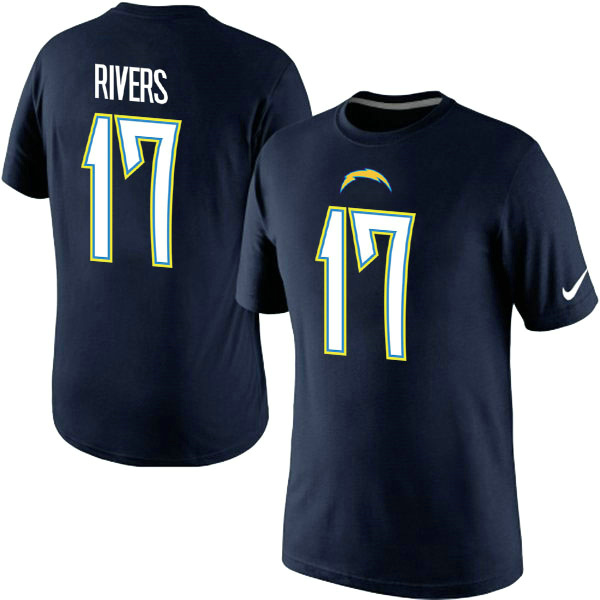 NFL San Diego Chargers #17 Rivers Blue Color T-Shirt