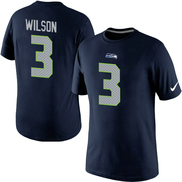 NFL Seattle Seahawks #3 Wilson Blue T-Shirt