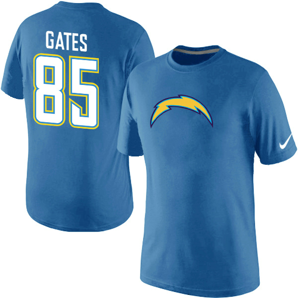 NFL San Diego Chargers #85 Gates L.Blue T-Shirt