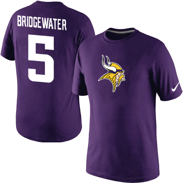 NFL Minnesota Vikings #5 Bridgewater Purple Color T-Shirt