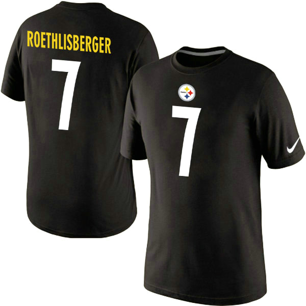 NFL Pittsburgh Steelers #7 Roethlisberger Black Color T-Shirt
