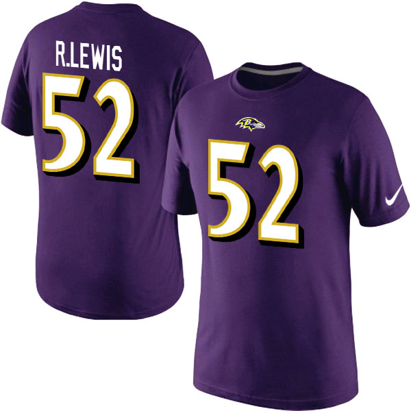 NFL Baltimore Ravens #52 R.Lewis Purple T-Shirt