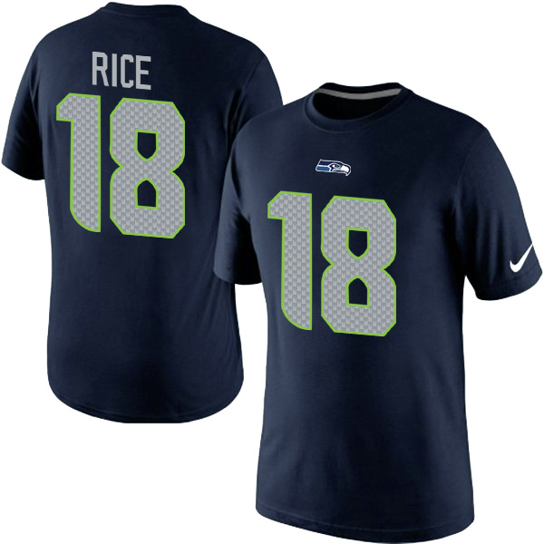 NFL Seattle Seahawks #18 Rice Blue Color T-Shirt