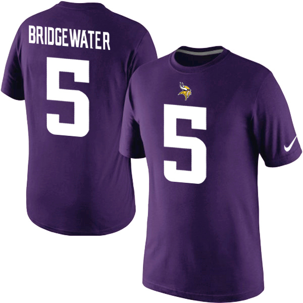 NFL Minnesota Vikings #5 Bridgewater Purple T-Shirt