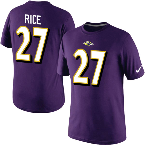 NFL Baltimore Ravens #27 Rice Purple T-Shirt