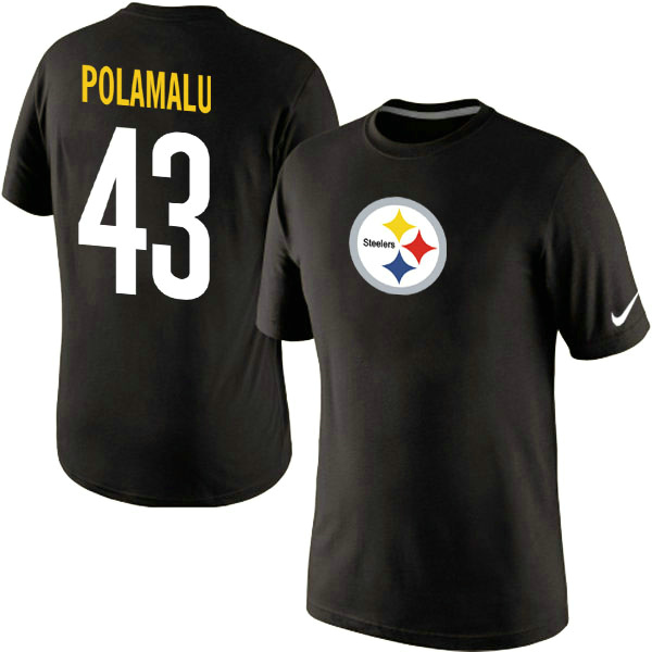 NFL Pittsburgh steelers #43 Polamali Black Color T-Shirt