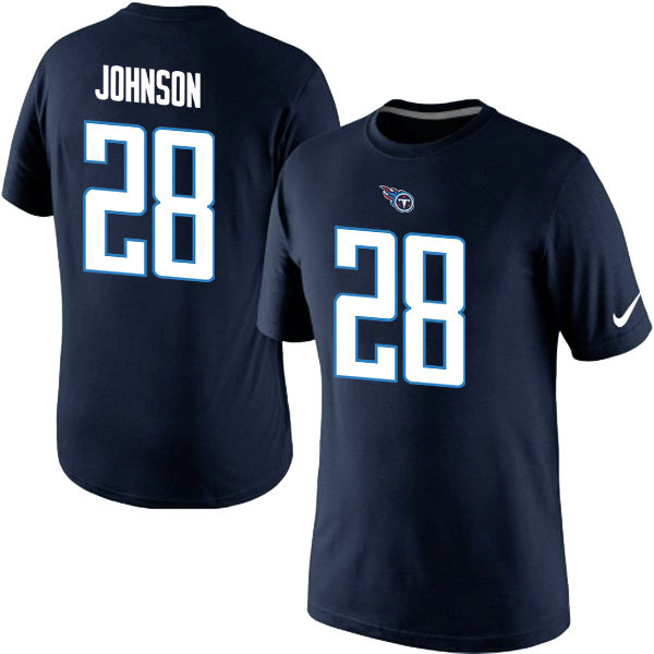 NFL Tennessee Titans #28 Johnson Blue Color T-Shirt