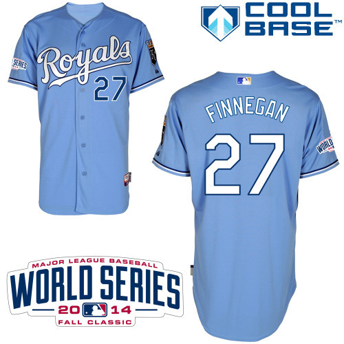 MLB Kansas City Royals #27 Finnegan L.Blue Jersey with 2014 World Series