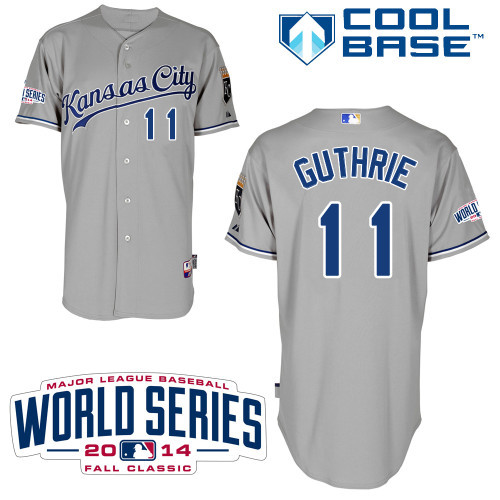 MLB Kansas City Royals #11 Guthrie Grey Jersey with 2014 World Series