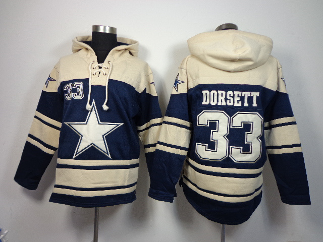 NFL Dallas Cowboys #33 Dorsett Blue Cream Hoodie