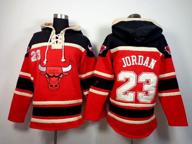 NBA Chicago Bulls #23 Jordan Red Black Hoodie