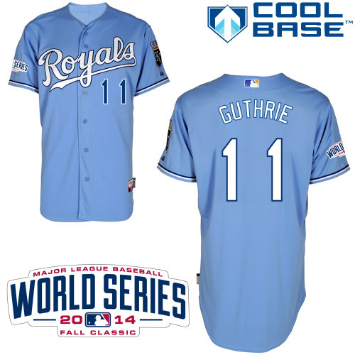 MLB Kansas City Royals #11 Guthrie Blue Jersey with 2014 World Series