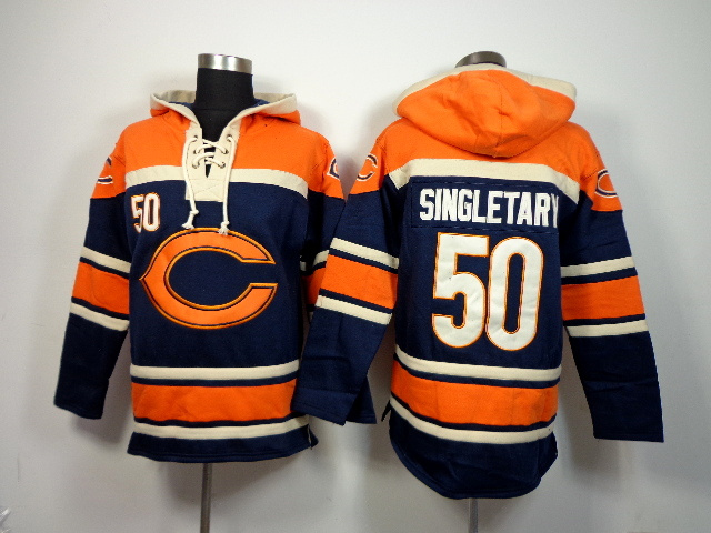 NFL Chicago Bears #50 Singletary Blue Orange Hoodie