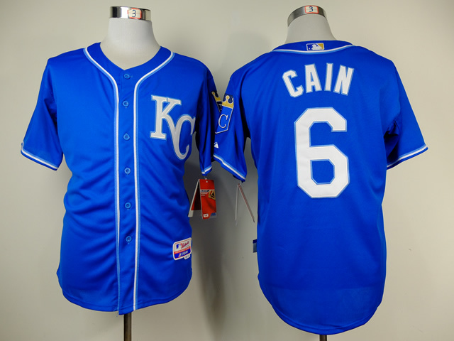 MLB Kansas City royals #6 Cain D.Blue Jersey