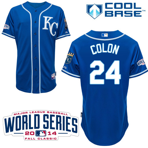 MLB Kansas City Royals #24 Colon Blue 2014 World Series Jersey