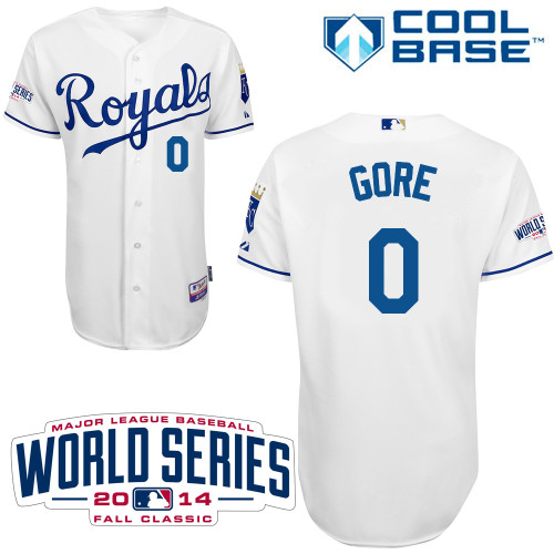 MLB Kansas City Royals #0 Gore White 2014 World Series Jersey