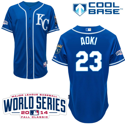 MLB Kansas City Royals #23 Aoki Blue 2014 World Series Jersey