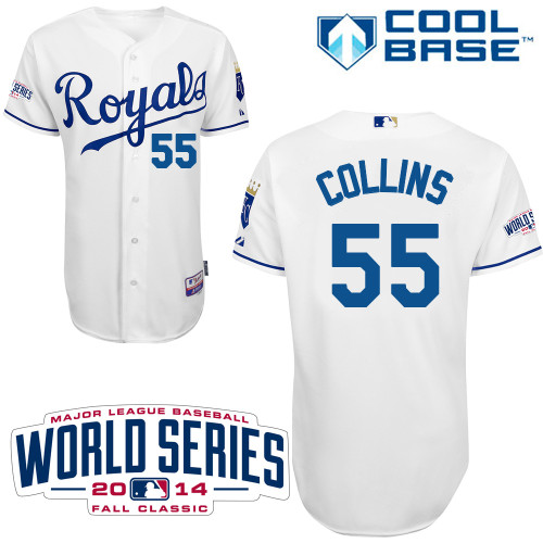 MLB Kansas City Royals #55 Collins White 2014 World Series Jersey