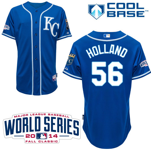 MLB Kansas City Royals #56 Holland Blue 2014 World Series Jersey