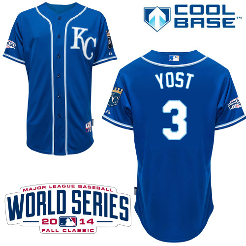 MLB Kansas City Royals #3 Yost Blue 2014 World Series Jersey