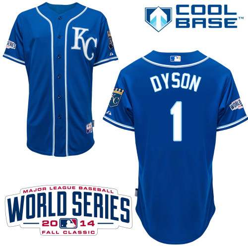 MLB Kansas City Royals #1 Dyson Blue 2014 World Series Jersey