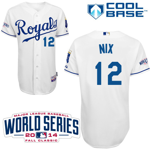 MLB Kansas City Royals #12 Nix White 2014 World Series Jersey