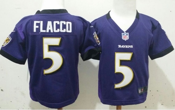 NFL Baltimore Ravens #5 Flacco Purple Youth Jersey 2-5Y