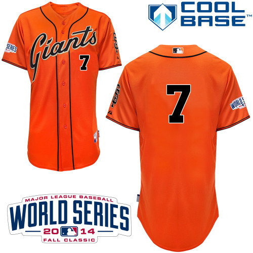 MLB  San Francisco Giants #7 Blanco Orange 2014 World Series Jersey