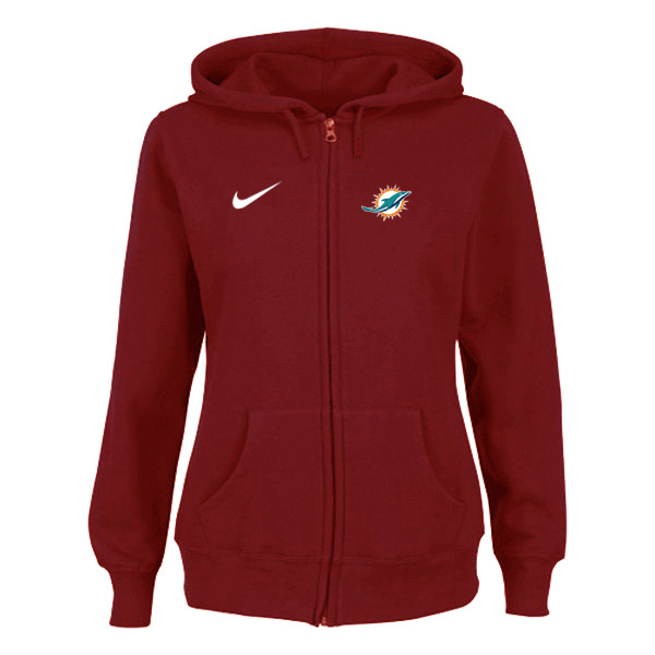 Miami Dolphins Ladies Tailgater Full Zip Hoodie - Red 